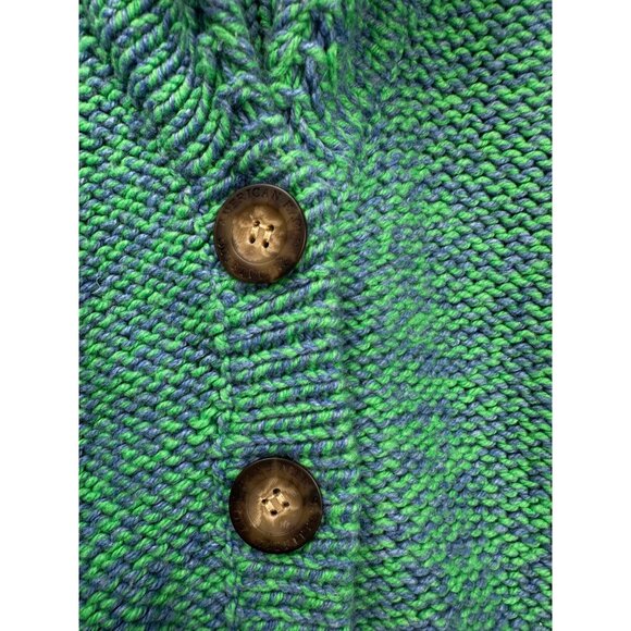Vintage Y2K American Eagle Shawl Collar Sweater Large Marled Green Blue Grandpa - Picture 6 of 9